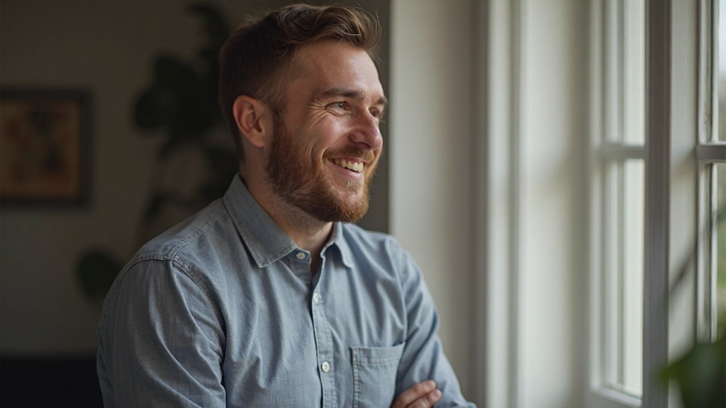 Twee mensen zitten samen en glimlachen, met één persoon die aandachtig luistert